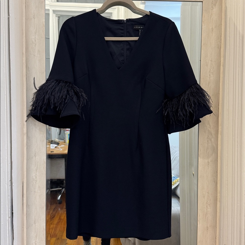 Aidan Mattox Navy Feather dress - Picture 12 of 15